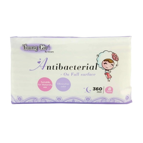 Băng Vệ Sinh Uucare Young Girl Kháng Khuẩn Đêm 8 Miếng 36Cm
