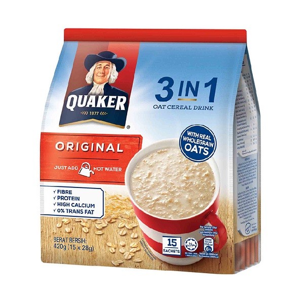 Thức Uống Yến Mạch Quaker 3In1 Vị Truyền Thống 15 X 28G