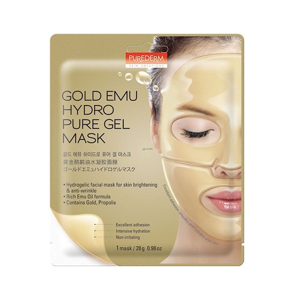Mặt Nạ Purederm Hydro Dưỡng Da Cao Cấp Tinh Chất Vàng Gold Emu Hydro Gel Mask 28G