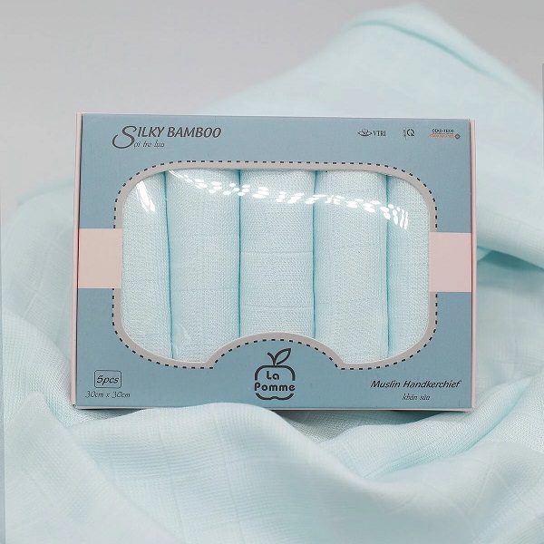 Set 5 Khăn Sữa Sợi Tre La Pomme 30X30 Xanh