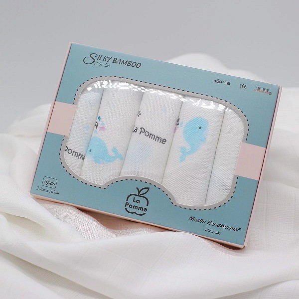 Set 5 Khăn Sữa Sợi Tre 30X30 Cá Heo