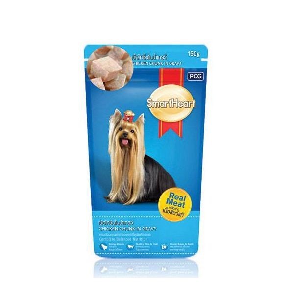 Thức Ăn Chó Vị Gà Miếng Nấu Sốt Smartheart Gói 130G