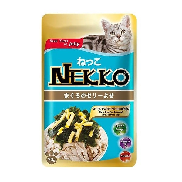 Thức Ăn Mèo Vị Cá Ngừ Trứng Rong Biển Nekko 70G