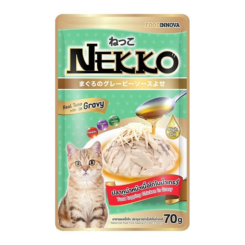 Thức Ăn Mèo Cá Ngừ & Gà & Nước Sốt Nekko 70G