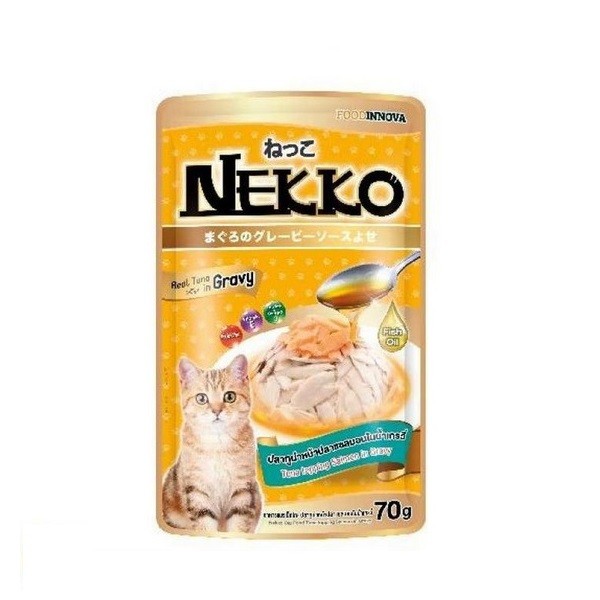 Thức Ăn Mèo Cá Ngừ Cá Hồi Nước Sốt Nekko 70G