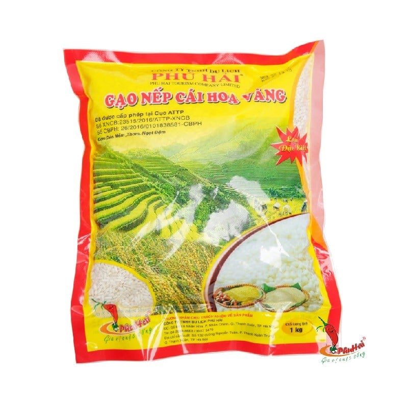 Gạo Nếp Cái Hoa Vàng Túi 1Kg Phú Hải