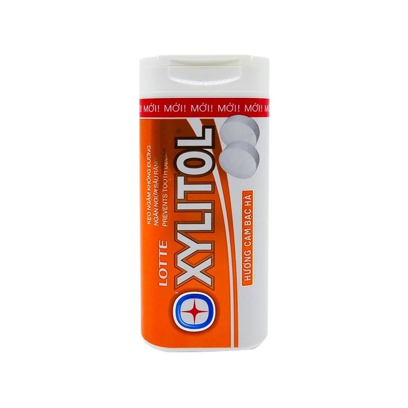 Kẹo Ngậm Không Đường Lotte Xylitol Cam Bạc Hà 20, 88G