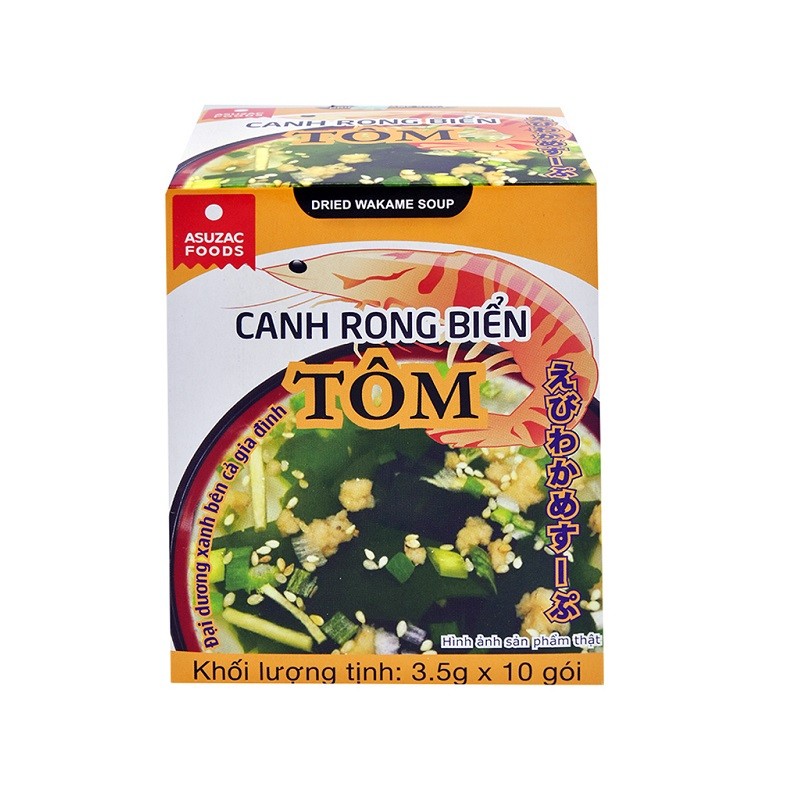 Hộp 10 Gói Canh Rong Biển Asuzac Tôm 4G