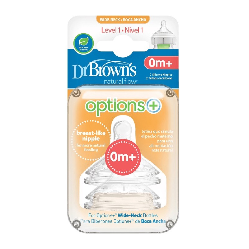 Bộ 2 Núm Ti Dr.brown's Loại Cổ Rộng Số 1, 0 - 3M