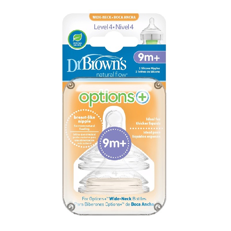 Bộ 2 Núm Ti Dr.brown's Loại Cổ Rộng Số 4, 9M+