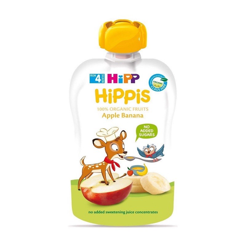 Dinh Dưỡng Trái Cây Nghiền Hippis Organic Táo Chuối 100G