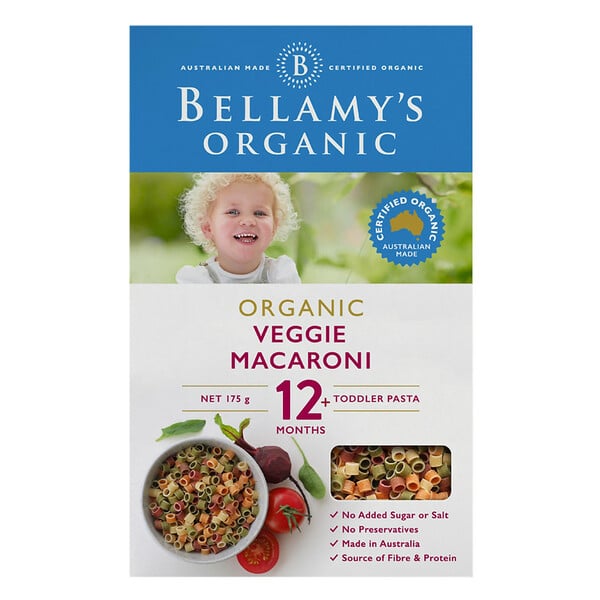 Nui Hữu Cơ Hình Ống Từ Lúa Mì Semolina Và Rau Củ Bellamy's Organic 175G