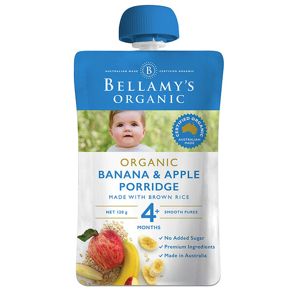 Hỗn Hợp Chuối, Táo, Yến Mạch Hữu Cơ Xay Nhuyễn Bellamy's Organic 120G