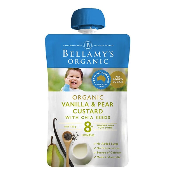 Hỗn Hợp Kem Sữa Lê Và Hạt Chia Với Chiết Xuất Vanilla Hữu Cơ Bellamy's Organic 120G