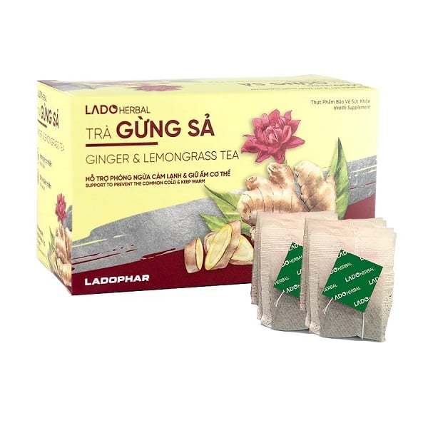 Trà Gừng Sả Túi Lọc Ladophar 2G Hộp 20