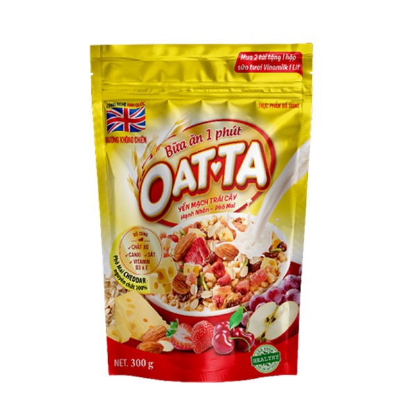 Yến Mạch Trái Cây Hạnh Nhân Phô Mai Oatta Gói 300G
