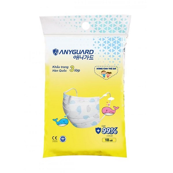 Khẩu Trang Y Tế Anyguard 3 Lớp Trẻ Em Gói 10 Cái