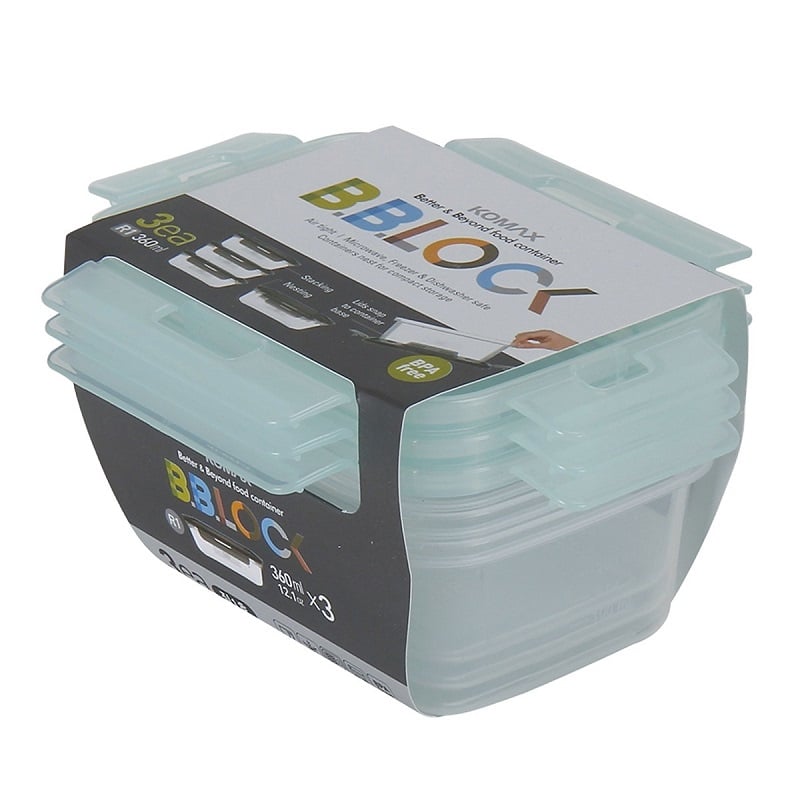Set 3 Hộp Nhựa Chữ Nhật Komax Bb Lock 360Ml 75216