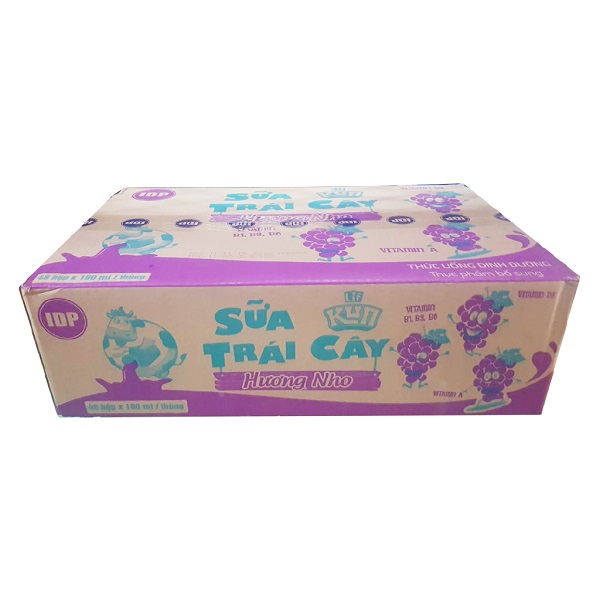 Thùng 12 Sữa Trái Cây Lif Kun Hương Nho 180Mlx4