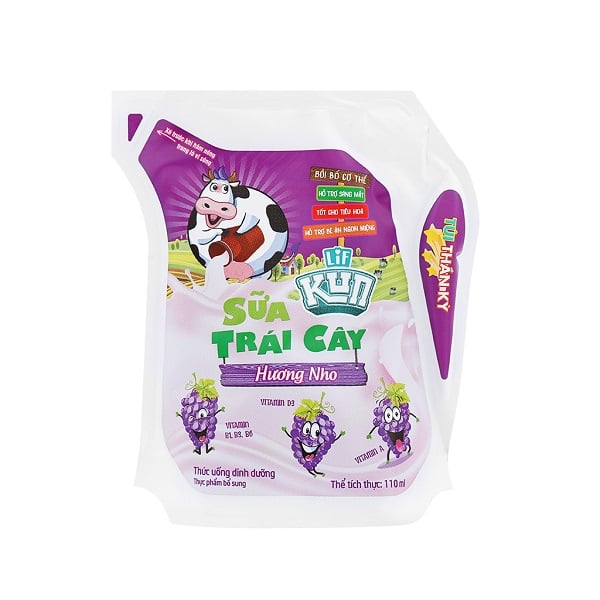 Sữa Trái Cây Lif Kun Hương Nho Túi 110Ml