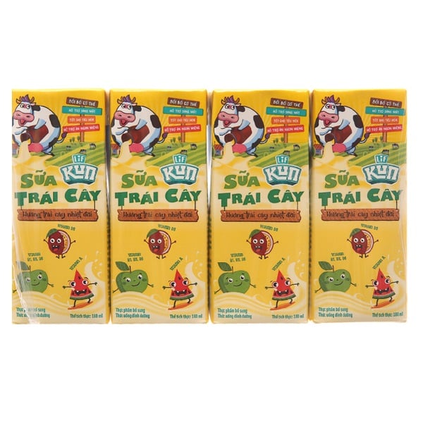Sữa Lif Kun Trái Cây Nhiệt Đới 180Mlx4