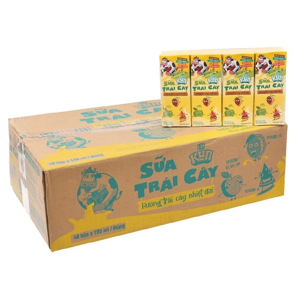 Thùng 12 Sữa Lif Kun Trái Cây Nhiệt Đới 180Mlx4