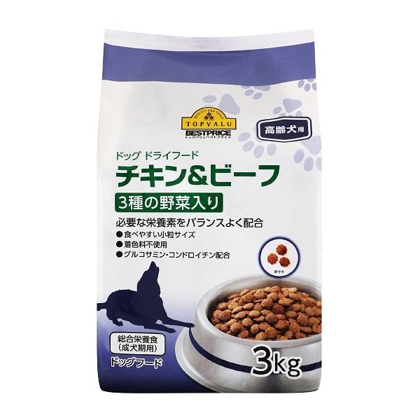 Thức Ăn Hạt Cho Chó Trưởng Thành Vị Gà & Bò Aeon Topvalu 3Kg