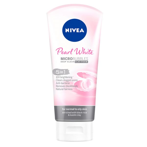 Sữa Rửa Mặt Đất Sét Ngọc Trai Làm Sáng Da Nivea Pearl White Micro Bubbles Deep Clean Clay Foam 5In1 100G (Wn)