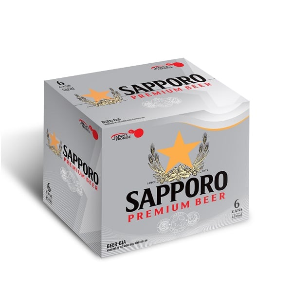 Thùng 6 Lon Bia Sapporo 650Ml
