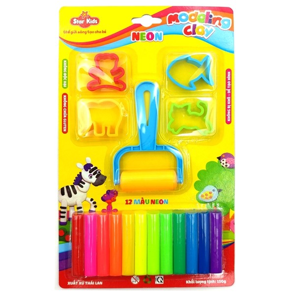 Đất Nặn 150G 12 Màu 5 Dụng Cụ R - Star K - 150/12C/5T
