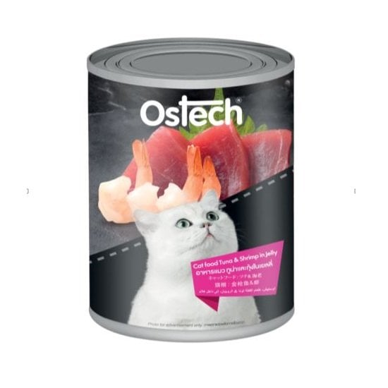 Thức Ăn Ướt Cao Cấp Cho Mèo Vị Cá Ngừ Và Tôm Ostech 400G