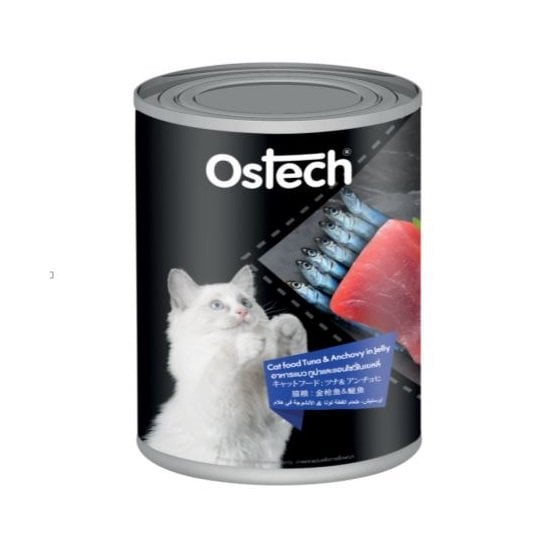 Thức Ăn Ướt Cao Cấp Cho Mèo Vị Cá Ngừ Và Cá Cơm Ostech 400G