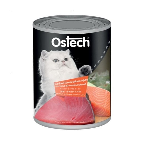 Thức Ăn Ướt Cao Cấp Cho Mèo Vị Cá Ngừ Và Cá Hồi Ostech 400G