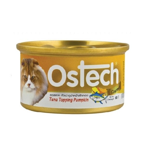 Thức Ăn Ướt Cho Mèo Vị Cá Ngừ Topping Bí Đỏ Ostech 80G