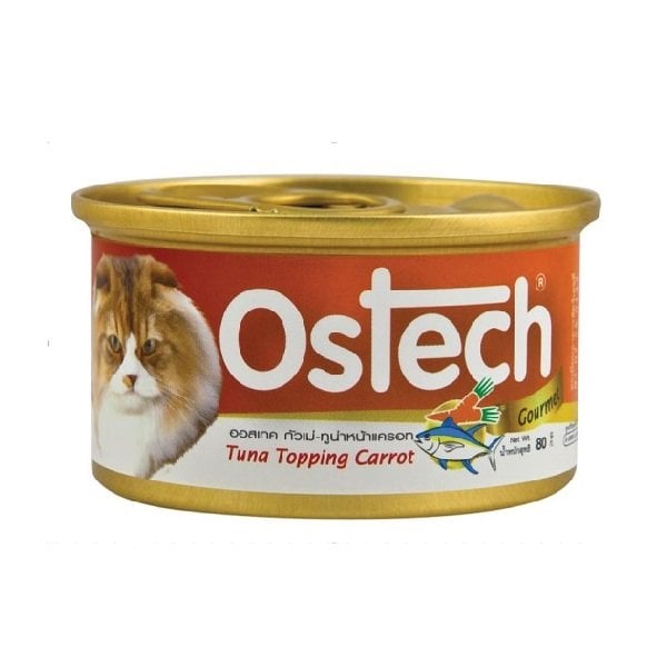 Thức Ăn Ướt Cho Mèo Vị Cá Ngừ Topping Cà Rốt Ostech 80G