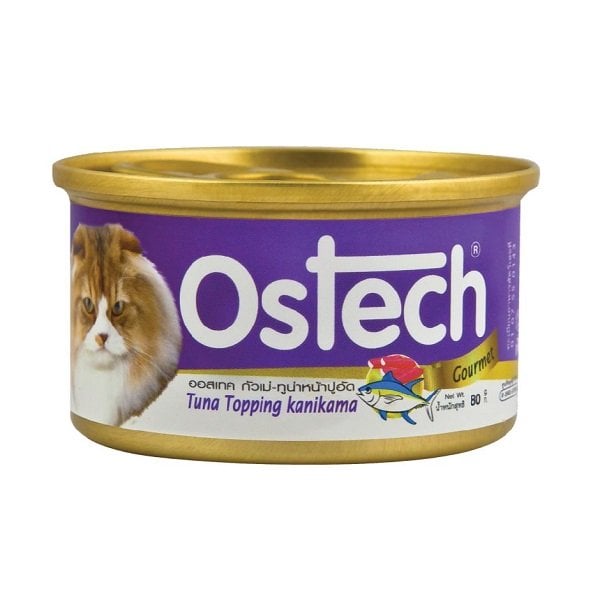 Thức Ăn Ướt Cho Mèo Vị Cá Ngừ Topping Thanh Cua Ostech 80G