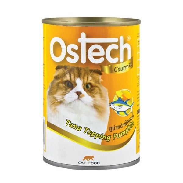 Thức Ăn Ướt Cho Mèo Vị Cá Ngừ Topping Bí Đỏ Ostech 400G