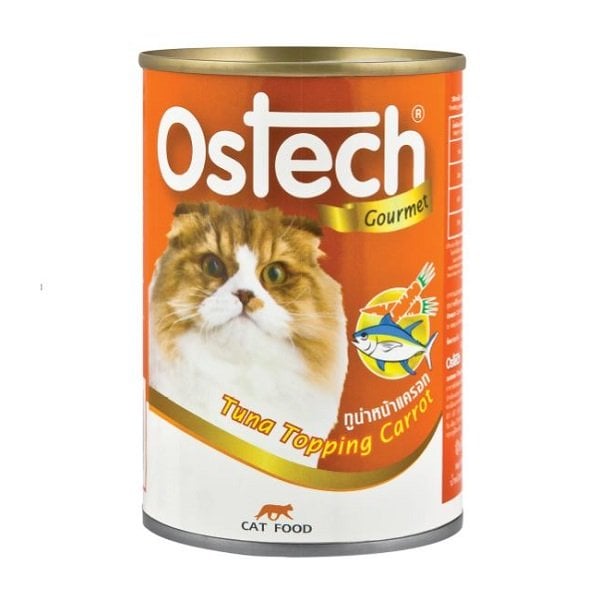 Thức Ăn Ướt Cho Mèo Vị Cá Ngừ Topping Cà Rốt Ostech 400G