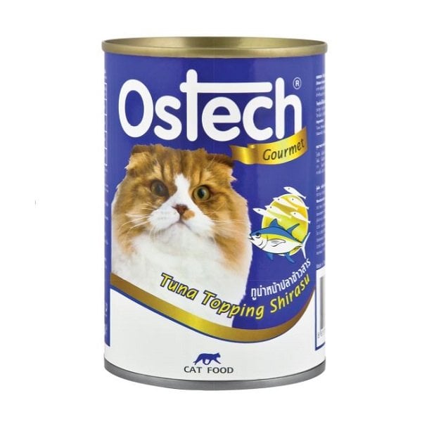 Thức Ăn Ướt Cho Mèo Vị Cá Ngừ Topping Cá Cơm Ostech 400G