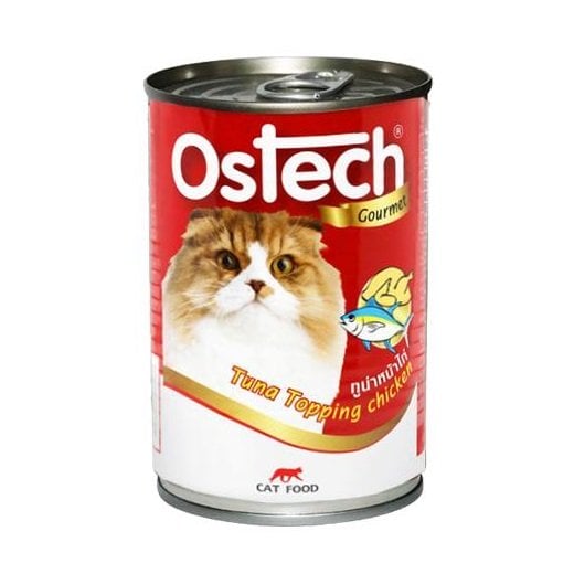 Thức Ăn Ướt Cho Mèo Vị Cá Ngừ Topping Thịt Gà Ostech 400G