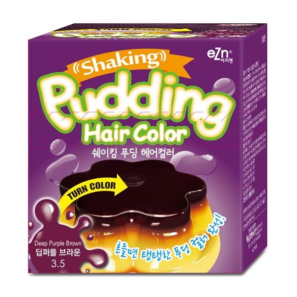 Kem Nhuộm Tóc Màu Tím Nâu Đậm Ezn Shaking Pudding Hair Color #3.5 Deep Purple Brown 70Ml (Wn)