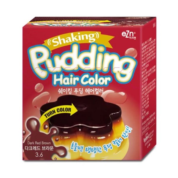Kem Nhuộm Tóc Màu Xanh Lá Nâu Đậm Ezn Shaking Pudding Hair Color #3.6 Dark Red Brown 70Ml (Wn)