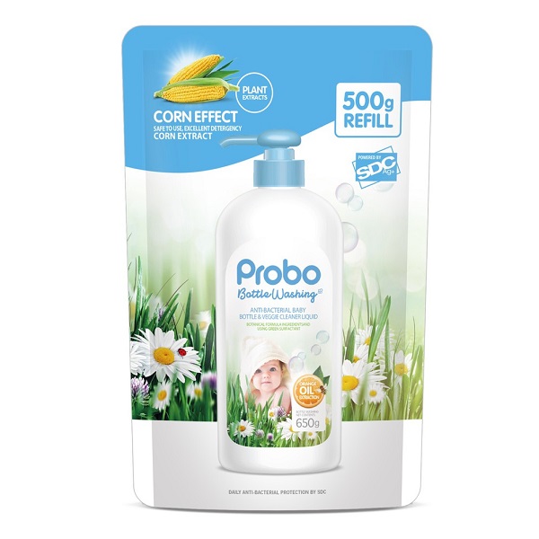 Nước Rửa Bình Và Rau Quả Kháng Khuẩn Probo Dạng Túi 500G