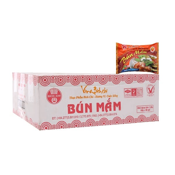 Thùng 30 Bún Mắm Ăn Liền Bích Chi 60G