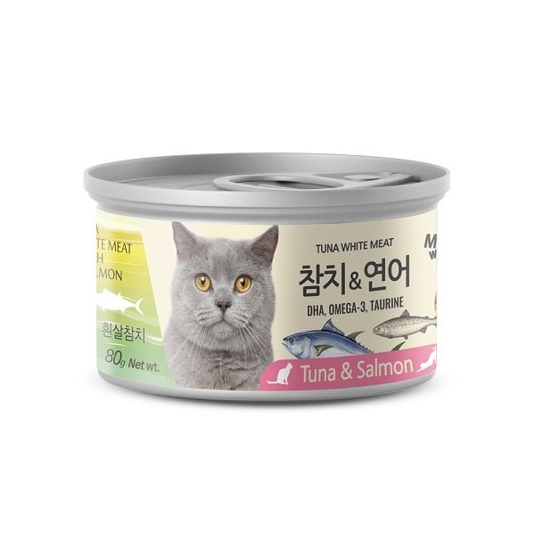 Pate Cá Ngừ Trắng & Cá Hồi Mèo Meowow 80G