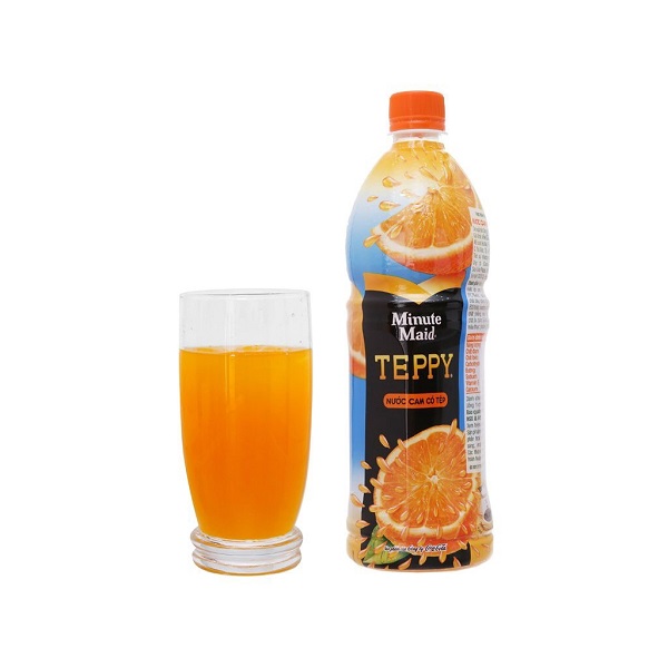 Thùng 12 Nước Cam Ép Teppy Chai 1L