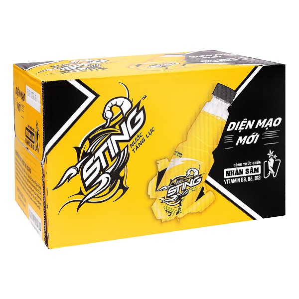 Thùng 24 Nước Tăng Lực Sting Vàng Chai 330Ml