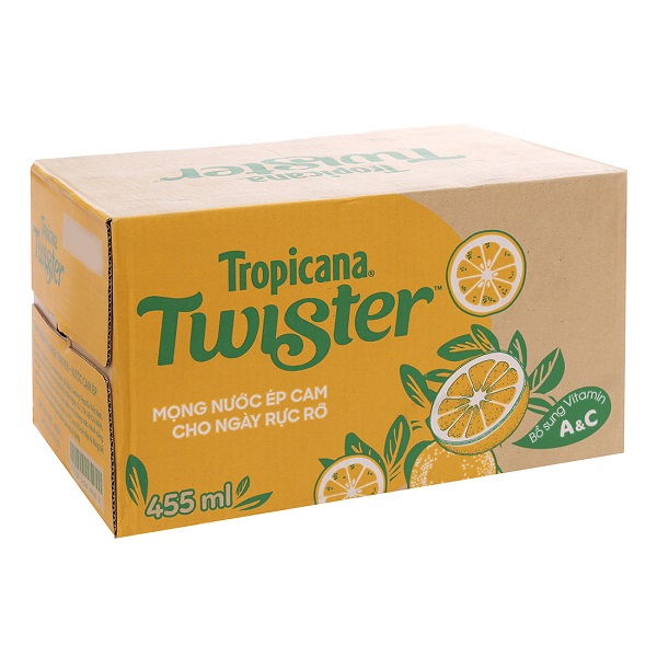 Thùng 24 Cam Ép Twister Chai 455Ml