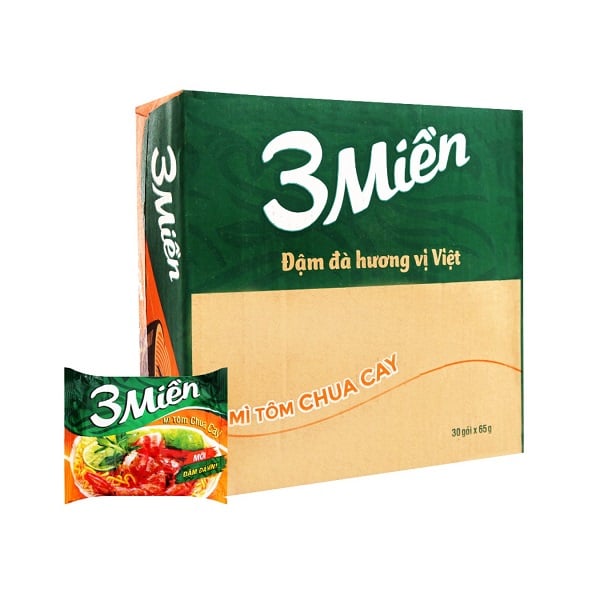 Thùng 30 Mì Reeva 3 Mìền Tôm Chua Cay 65G