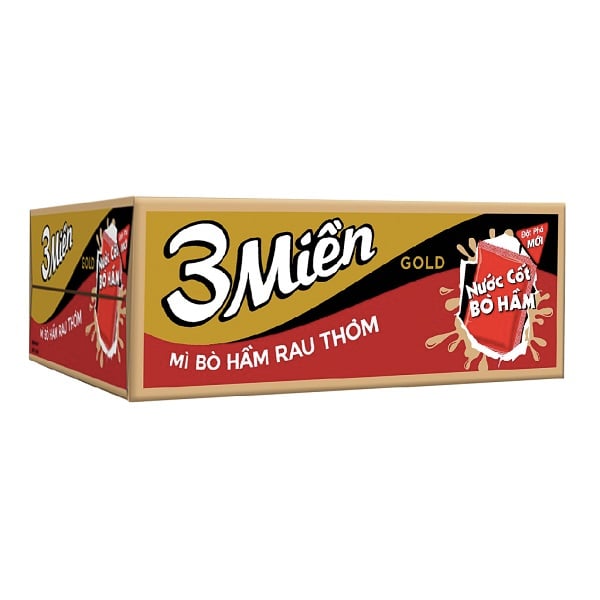 Thùng 30 Mì Reeva 3 Mìền Gold Bò Hầm Xào Rau Thơm 75G